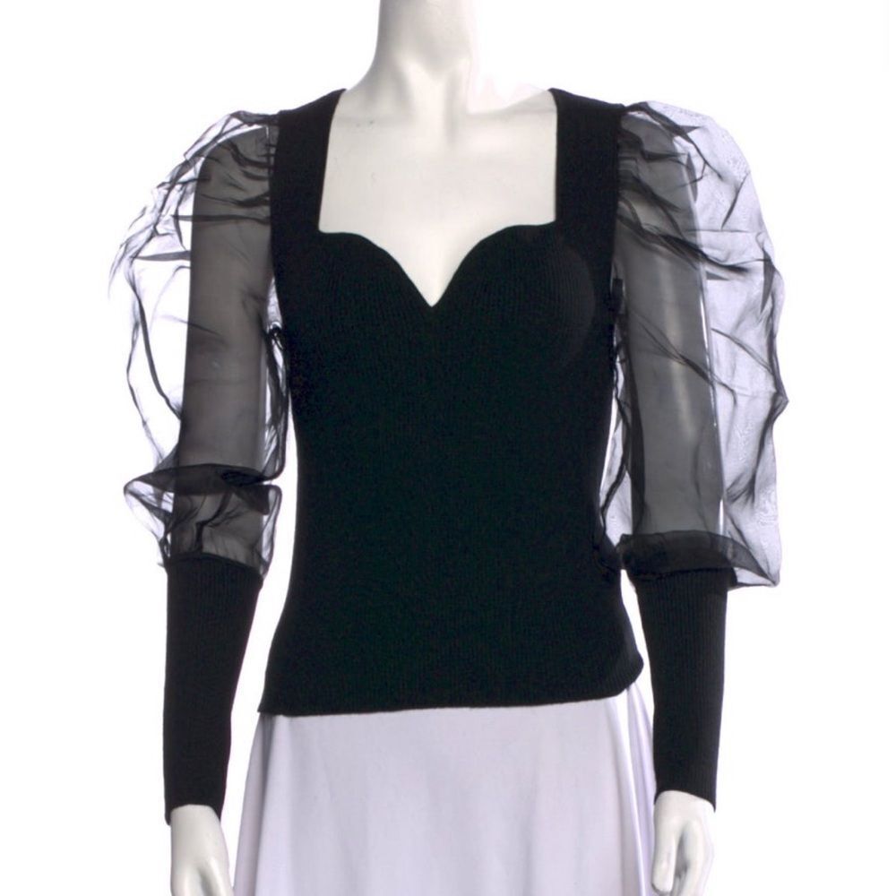 Veronica Beard Sheer sleeve Top